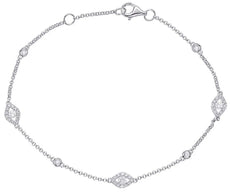 .38CT DIAMOND 14KT WHITE GOLD ROUND EVIL EYE ETOILE BY THE YARD TENNIS BRACELET