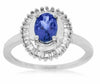 ESTATE WIDE 1.10CT DIAMOND & AAA TANZANITE 14KT WHITE GOLD OVAL ENGAGEMENT RING