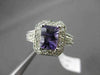 ESTATE 2.60CT DIAMOND & AAA AMETHYST 14K WHITE HALO DESIGN FILIGREE EMERALD RING