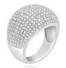 LARGE 1.50CT DIAMOND 14KT WHITE GOLD MULTI ROW PAVE DOME SHAPE CLASSIC FUN RING
