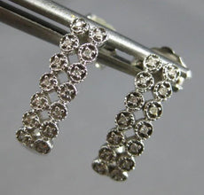 ESTATE .09CT DIAMOND 14KT WHITE GOLD CLASSIC 2 ROW UMBRELLA FUN HANGING EARRINGS