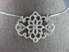 LARGE & LONG .97CT DIAMOND 14KT WHITE GOLD DOUBLE HEART FILIGREE LOVE NECKLACE