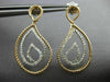 ESTATE .53CT DIAMOND 18KT 2 TONE GOLD 3D CLASSIC TEAR DROP LOVE HANGING EARRINGS