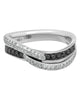 ESTATE .61CT WHITE & BLACK DIAMOND 18K WHITE GOLD SEMI ETERNITY ANNIVERSARY RING
