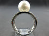 ESTATE WIDE .58CT DIAMOND & AAA SOUTH SEA PEARL 14K WHITE GOLD V SHAPE LOVE RING