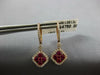 1.74CT DIAMOND & AAA RUBY 18K ROSE GOLD FLOWER SQUARE LEVERBACK HANGING EARRINGS