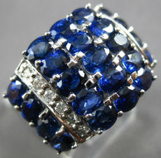 LARGE 5.96CT DIAMOND & AAA SAPPHIRE 18K WHITE GOLD OVAL & ROUND ANNIVERSARY RING