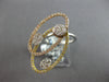 LARGE 1.65CT DIAMOND 14KT TRI COLOR GOLD CLUSTER FLOWER OVAL FLOATING FUN RING