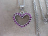 ESTATE PINK SAPPHIRE 14KT WHITE GOLD OPEN HEART PENDANT + CHAIN