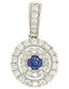 .50CT DIAMOND & AAA SAPPHIRE 14KT WHITE GOLD ROUND SOLITAIRE FLOWER HALO PENDANT