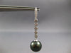 LARGE .36CT DIAMOND & AAA TAHITIAN PEARL 14KT WHITE GOLD BEZEL HANGING EARRINGS