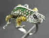 ESTATE 3.03CT FANCY MULTI COLOR DIAMONDS & AAA EMERALD 14KT WHITE GOLD FROG RING