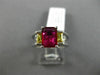 ESTATE 1.56CT RUBY & YELLOW SAPPHIRE 14KT WHITE GOLD 3D 3 STONE ENGAGEMENT RING
