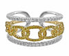 WIDE .75CT WHITE FANCY YELLOW DIAMOND 18K 2 TONE GOLD OVAL LINK ANNIVERSARY RING