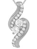 ESTATE .37CT DIAMOND 18K WHITE GOLD 3D 2 STONE CRISS CROSS LOVE FLOATING PENDANT