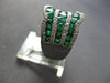 LARGE 3.85CT DIAMOND & AAA EMERALD 18KT WHITE GOLD 3D MULTI ROW FUN RING #28047