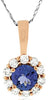 1.0CT DIAMOND & AAA TANZANITE 14KT ROSE GOLD 3D CLASSIC FLOWER FLOATING PENDANT