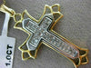 ESTATE LARGE 1.0CT DIAMOND 14KT TWO TONE GOLD 3D HANDCRAFTED CROSS PENDANT #6286