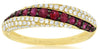 ESTATE 0.71CT DIAMOND & AAA RUBY 14KT YELLOW GOLD 3D MULTI ROW SWIRL FUN RING