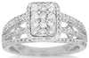 1.0CT DIAMOND 14KT WHITE GOLD 3D ROUND CLUSTER INVISIBLE RECTANGULAR FUN RING