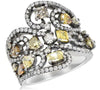 LARGE 3.31CT WHITE & MULTI COLOR DIAMOND 18KT WHITE GOLD 3D MULTI SHAPE FUN RING