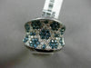 ESTATE LARGE 2.86CT WHITE & BLUE DIAMOND 14K WHITE GOLD 3D MULTI FLOWER FUN RING