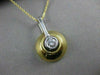 ESTATE LARGE DIAMOND BEZEL SOLITAIRE 14K 2 TONE GOLD HANGING DOMED PENDANT 11900