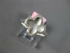 ESTATE .20CT DIAMOND 14K WHITE GOLD 4 LEAF CLOVER FLOWER MATTE & SHINY LOVE RING