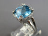 4.66CT DIAMOND & AAA BLUE TOPAZ 14KT WHITE GOLD CUSHION & ROUND ENGAGEMENT RING