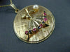 ANTIQUE LARGE 14KT YELLOW GOLD & AAA MULTI GEM FLOATING BALLERINA PENDANT #22522