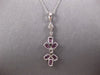 ESTATE 1.36CT DIAMOND & AAA PINK SAPPHIRE 14K WHITE GOLD FLOWER FLOATING PENDANT