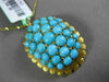 ANTIQUE LARGE AAA TURQUOISE 18KT YELLOW GOLD 3D LEAF CLUSTER SUN BURST PENDANT