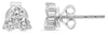 .50CT DIAMOND 14K WHITE GOLD 3D ROUND 3 STONE SHARED PRONG FLORAL STUD EARRINGS
