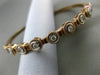 ESTATE .60CT DIAMOND 14KT WHITE & ROSE GOLD 3D 9 STONE FLEXIBLE BANGLE BRACELET