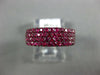 ESTATE WIDE .19CT AAA RUBY 18KT WHITE GOLD 3D CLASSIC MULTI ROW ANNIVERSARY RING