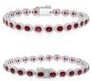 8.25CT DIAMOND & AAA RUBY 14KT WHITE GOLD OVAL & ROUND MULTI FLORAL BRACELET