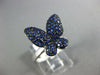 ESTATE .94CT AAA SAPPHIRE 18KT WHITE GOLD 3D BUTTERFLY LOVE RING