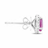 ESTATE 1.93CT DIAMOND & AAA PINK SAPPHIRE 18K WHITE GOLD OVAL HALO STUD EARRINGS