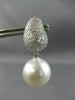 LARGE 2.50CT DIAMOND & AAA SOUTH SEA PEARLS 18K WHITE GOLD PAVE HANGING EARRINGS