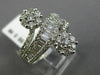 ESTATE LARGE 2.55CT ROUND & BAGUETTE DIAMOND 18KT WHITE GOLD DOUBLE FLOWER RING