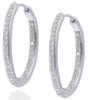 .51CT DIAMOND 14KT WHITE GOLD 3D ROUND INSIDE OUT FUN PAVE HOOP HANGING EARRINGS