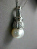 ESTATE .24CT DIAMOND & AAA SOUTH SEA PEARL 14KT WHITE GOLD PENDANT & CHAIN 19615
