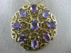 ANTIQUE VICTORIAN 14CT AAA AMETHYST 14KT YELLOW GOLD FLOWER PIN BROOCH #19164