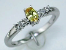 .38CT DIAMOND & AAA YELLOW SAPPHIRE 14KT WHITE GOLD OVAL & ROUND FRIENDSHIP RING