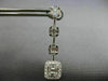 ESTATE 1.85CT DIAMOND 18KT WHITE GOLD JOURNEY HALO SQUARE STUD HANGING EARRINGS