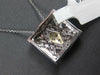 ESTATE .25CT DIAMOND 18KT WHITE GOLD 3D SQUARE DOUBLE X LOVE FLOATING PENDANT