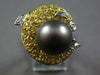 2.07CT DIAMOND & YELLOW SAPPHIRE & TAHITIAN PEARL 14KT WHITE GOLD DOLPHIN RING