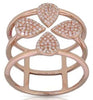 ESTATE WIDE .32CT DIAMOND 14KT ROSE GOLD 3D MULTI LEAF FLOWER MULTI ROW FUN RING