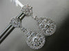 ESTATE 1.74CT DIAMOND 18K WHITE GOLD 3D PEAR SHAPE CLUSTER HALO HANGING EARRINGS