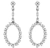 ESTATE .98CT DIAMOND 14KT WHITE GOLD 3D MULTI LEAF OVAL HANGING EARRINGS